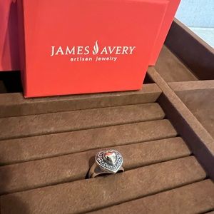 RETIRED JAMES AVERY HEART OF GOLD RING 14 KT GOLD AND STERLING SILVER SIZE 71/2
